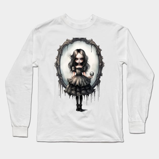 Nadja Doll With Mirror Long Sleeve T-Shirt by Berujung Harmony